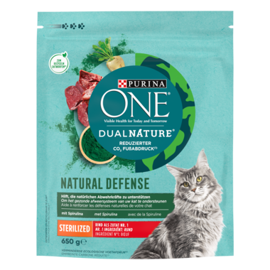 Purina ONE® Dual Nature met Spirulina Rijk aan Rund voor gesteriliseerd katten