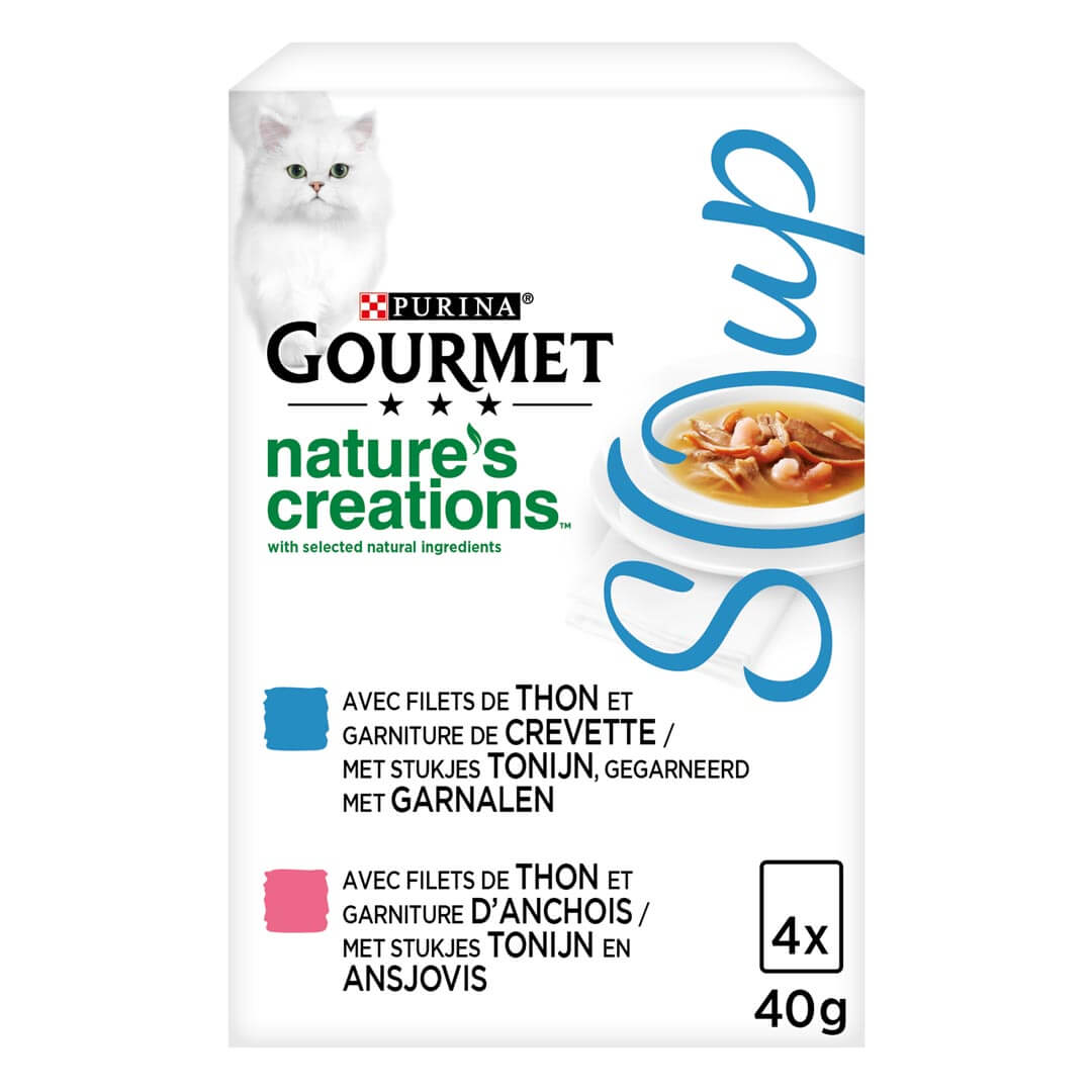 GOURMET Crystal Soup recettes au thon - Pour chat adulte - 4x40 g