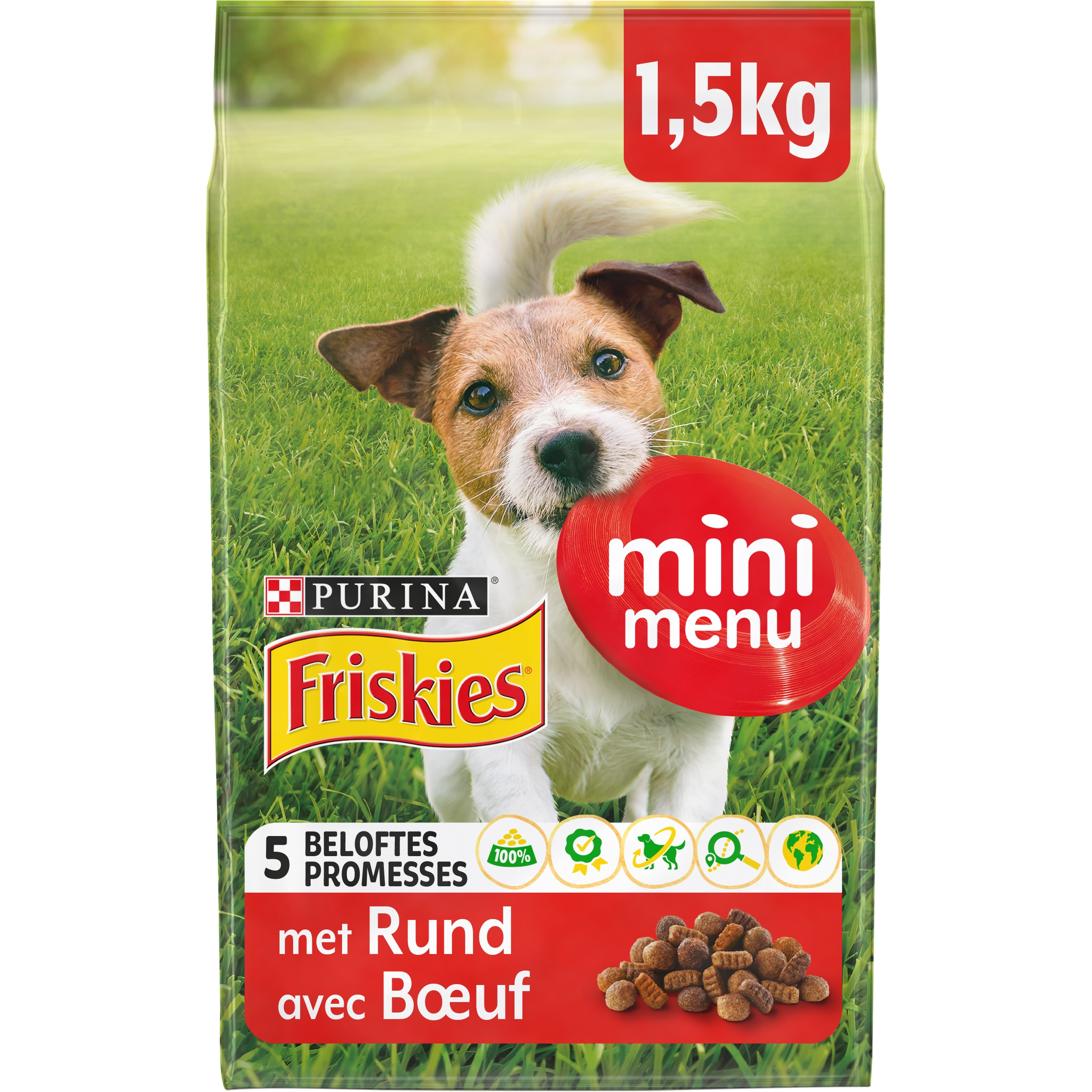 Druipend gras waarschijnlijk Brokjes voor kleine honden met rund | Purina® Friskies® Mini Menu
