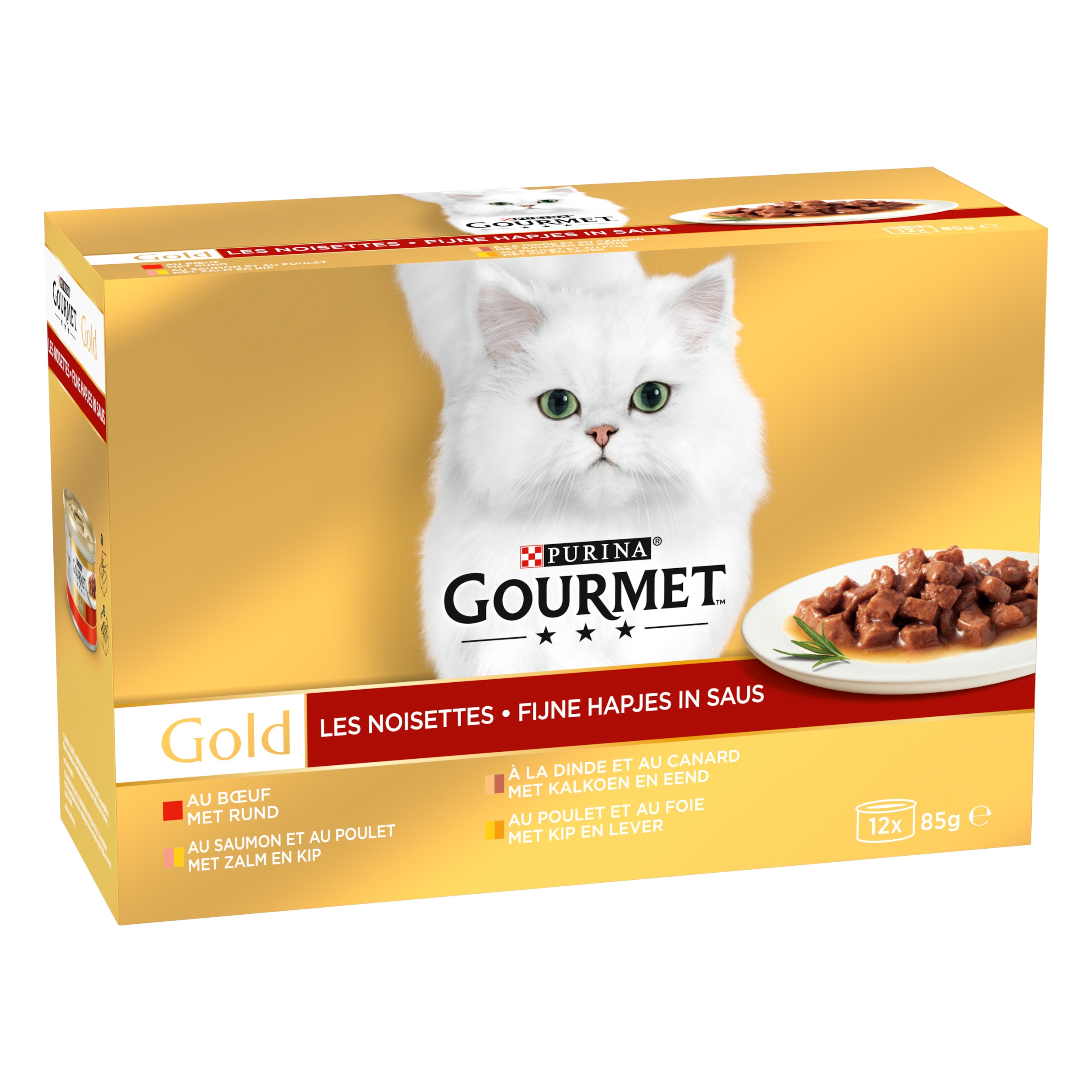 Gourmet Kattenvoer Natvoer Voor Katten – Eend, Kip & Kalkoen, 48 Zakjes à 50 G, Recyclebare Verpakking Purina Gourmet Mon Petit