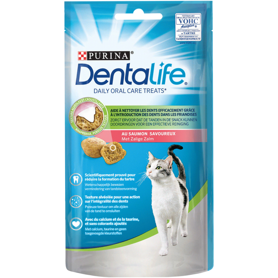 Verpakking Dentalife® tandverzorgend kattensnoepje met zalm