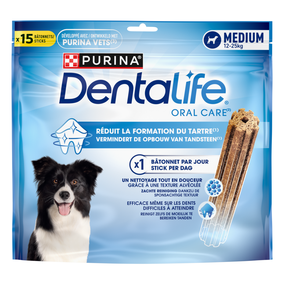 Verpakking Dentalife® kauwsticks voor middelgrote honden tussen 12 en 25 kg