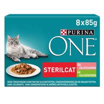 Emballage Purina ONE® Sterilcat Sachets fraîcheur chat stérilisé au saumon ou à la dinde