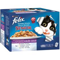 Emballage PURINA® FELIX® TENDRES EFFILES Sélection Mixte en Gelée Nourriture pour chat senior