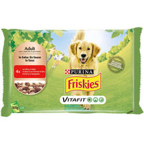 Emballage FRISKIES® ADULT Aliment humide pour chien au bœuf et aux pommes de terre en sauce 