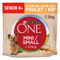 Een zak hondenvoeding PURINA ONE® Mini/Small <10kg Senior