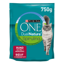 Emballage Purina ONE® Dual Nature: croquettes au bœuf pour chat stérilisé