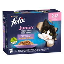 Emballage PURINA® FELIX® TENDRES EFFILES Junior Sélection aux Viandes et aux Poissons en Gelée Nourriture pour chaton