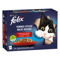 Verpakking PURINA® FELIX® MALSE REEPJES  countryside selectie in gelei met vlees en gevogelte