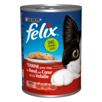 Emballage PURINA® FELIX® TERRINE pour chat Bœuf Gibier et Volaille