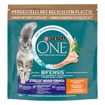 Verpakking Purina ONE® Sterilcat Indoor kattenbrokken voor gesteriliseerde binnenkatten