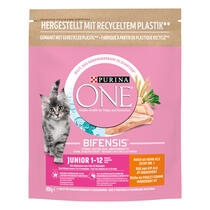 Verpakking Purina ONE® Junior kitteneten met de heerlijke smaak van kip