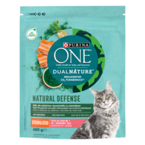 Emballage Purina ONE® Dual Nature Croquettes pour chat stérilisé au saumon