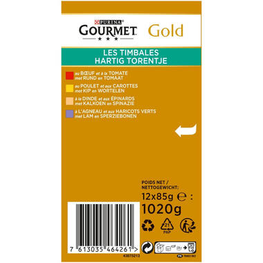 Dos d'emballage GOURMET® Gold Les Timbales avec des Légumes