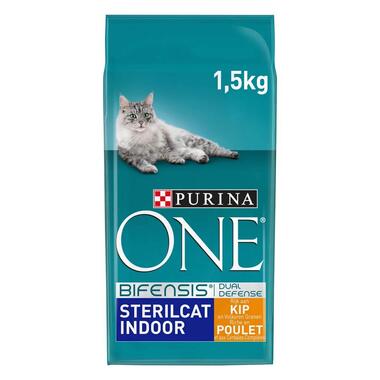 Verpakking Purina ONE® Sterilcat Indoor kattenbrokken voor gesteriliseerde binnenkatten