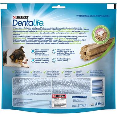 Achterkant Verpakking Dentalife® kauwsticks voor middelgrote honden tussen 12 en 25 kg