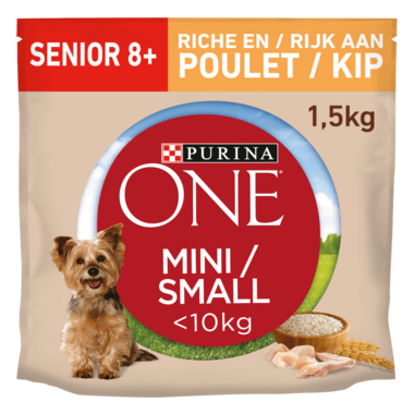 Een zak hondenvoeding PURINA ONE® Mini/Small <10kg Senior