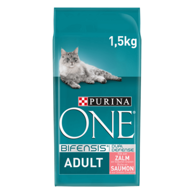 Emballage Purina ONE® Adult Nourriture pour chat adulte au saumon et céréales complètes