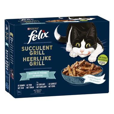 Emballage PURINA® FELIX® SUCCULENT GRILL Sélection de Poissons Aliment humide pour chat 