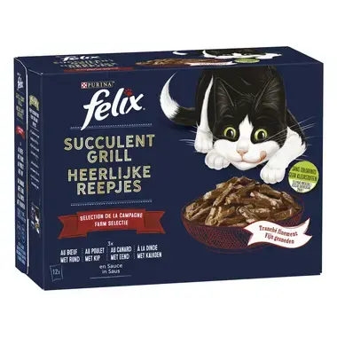 Emballage PURINA® FELIX® SUCCULENT GRILL Sélection de la Campagne Nourriture humide pour chat