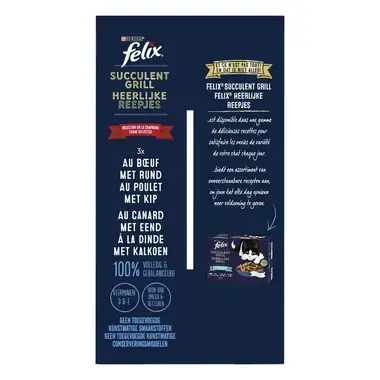 Dos d'Emballage PURINA® FELIX® SUCCULENT GRILL Sélection de la Campagne Nourriture humide pour chat