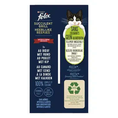 Dos d'Emballage PURINA® FELIX® SUCCULENT GRILL Sélection de la Campagne Nourriture humide pour chat