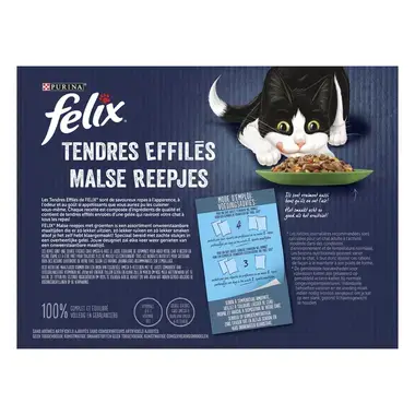 Achterkant Verpakking PURINA® FELIX® MALSE REEPJES countryside selectie in gelei met groenten