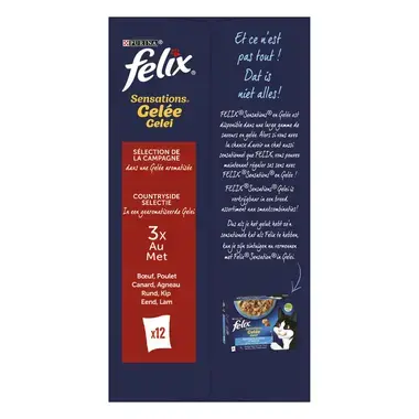 Achterkant Verpakking PURINA® FELIX® SENSATIONS Gelei Countryside Selectie