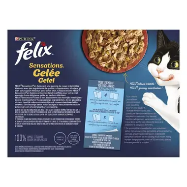 Achterkant Verpakking PURINA® FELIX® SENSATIONS Gelei Countryside Selectie