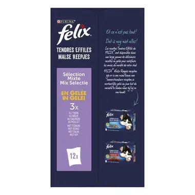 Dos d'Emballage PURINA® FELIX® TENDRES EFFILES Sélection Mixte en Gelée Nourriture pour chat senior