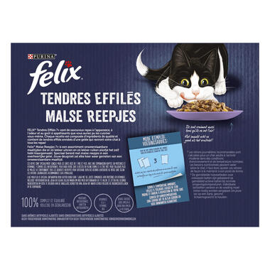 Dos d'Emballage PURINA® FELIX® TENDRES EFFILES Sélection Mixte en Gelée Nourriture pour chat senior