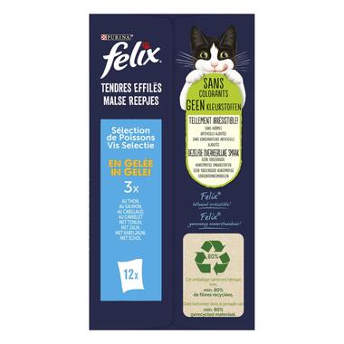 Dos d'emballage PURINA® FELIX® TENDRES EFFILES Sélection de Poissons en Gelée Aliment complet pour chat