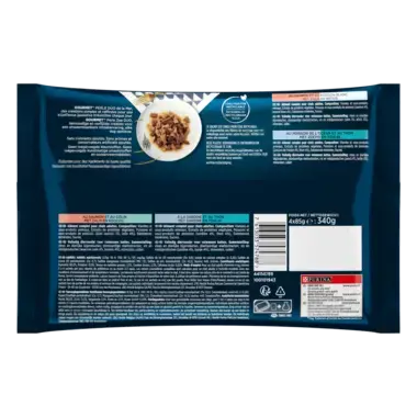 Achterkant Verpakking GOURMET® KAT DUO SMAKEN VAN VIS MINI FILETS IN SAUS