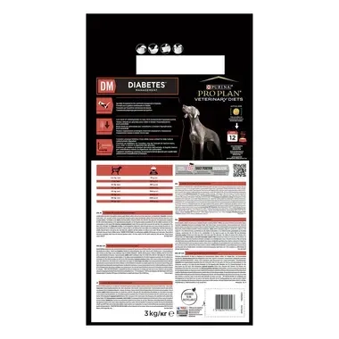 Achterzijde van de verpakking PRO PLAN® VETERINARY DIETS Canine DM Diabetes Management