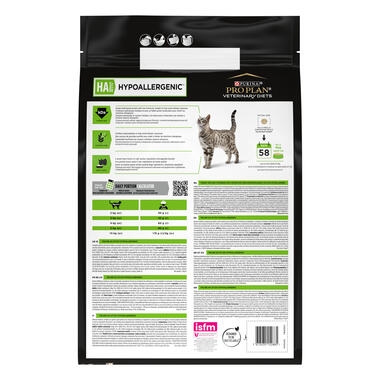 Achterzijde van de verpakking PRO PLAN® VETERINARY DIETS Feline HA St/Ox Hypoallergenic