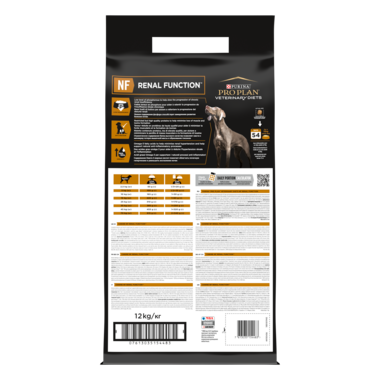 Achterzijde van de verpakking PRO PLAN® VETERINARY DIETS Canine NF Renal Function