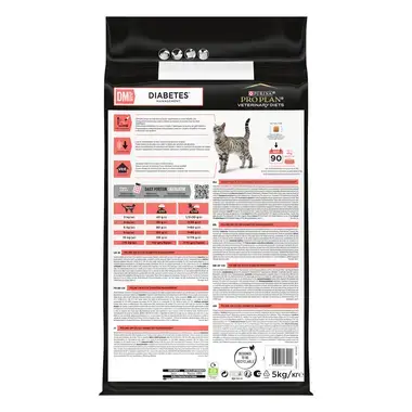 Achterzijde van de verpakking PRO PLAN® VETERINARY DIETS Feline DM St/Ox Diabetes Management