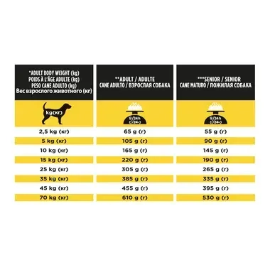 Aanbevolen dagelijkse porties voor PRO PLAN® Canine NC Neurocare