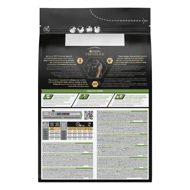 Achterzijde van de verpakking PRO PLAN® Large Robust Puppy Rijk aan Kip