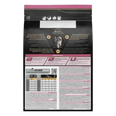 Dos de l'emballage PRO PLAN® Medium Puppy Sensitive Skin Riche en Saumon