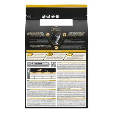 Achterzijde van de verpakking PRO PLAN® All Size Adult Light/Sterilised Rijk aan Kip