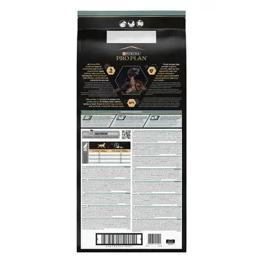 Achterzijde van de verpakking PRO PLAN® Large Adult Athletic Sensitive Digestion Rijk aan Lam