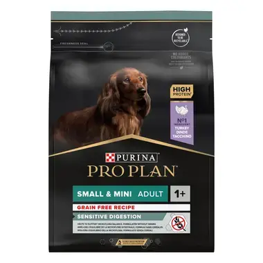 PRO PLAN® Small & Mini Adult Dog Sensitive Digestion Grain Free Rijk aan Kalkoen