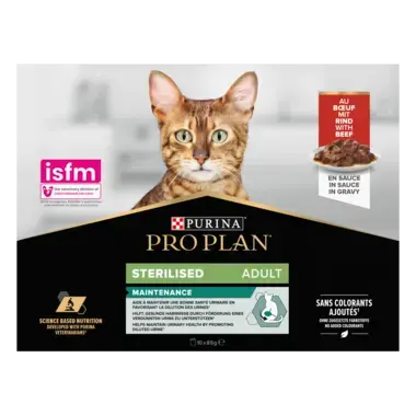 PRO PLAN® Sterilised Adult NUTRISAVOUR™ malse stukjes in saus - Rijk aan Rund