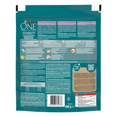Verpakking Purina ONE® Sensitive kattenbrokken voor gevoelige darmen