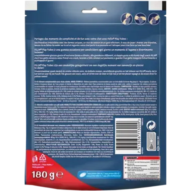 Dos d'Emballage PURINA® FELIX® PLAYTUBES Goût de Dinde et de Jambon Snacks pour chat