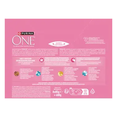 PURINA ONE® Junior Sachets fraîcheur pour chaton - Riche en Saumon et Poulet