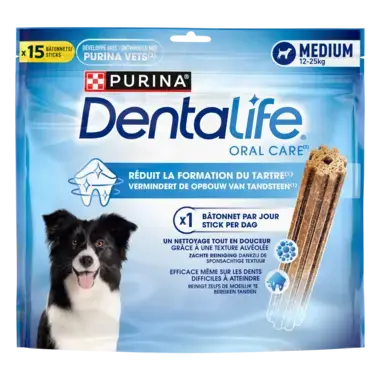 Verpakking Dentalife® kauwsticks voor middelgrote honden tussen 12 en 25 kg