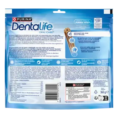 Achterkant Verpakking Dentalife® kauwsticks voor middelgrote honden tussen 12 en 25 kg