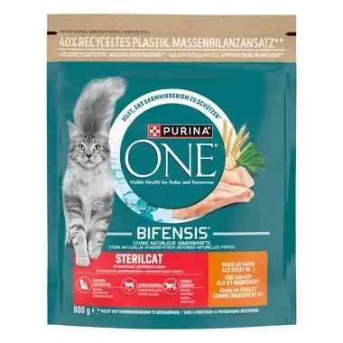 Emballage Purina ONE® Sterilcat Croquettes pour chat stérilisé au poulet et blé